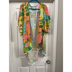 Judith March size Large cactus watercolor kimono